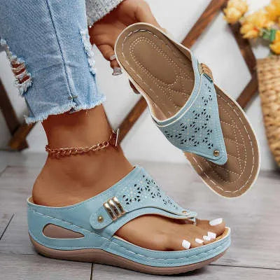 SOLENA™ - Sandales compensées confortables en cuir pour femmes – Élégance et bien-être garantis